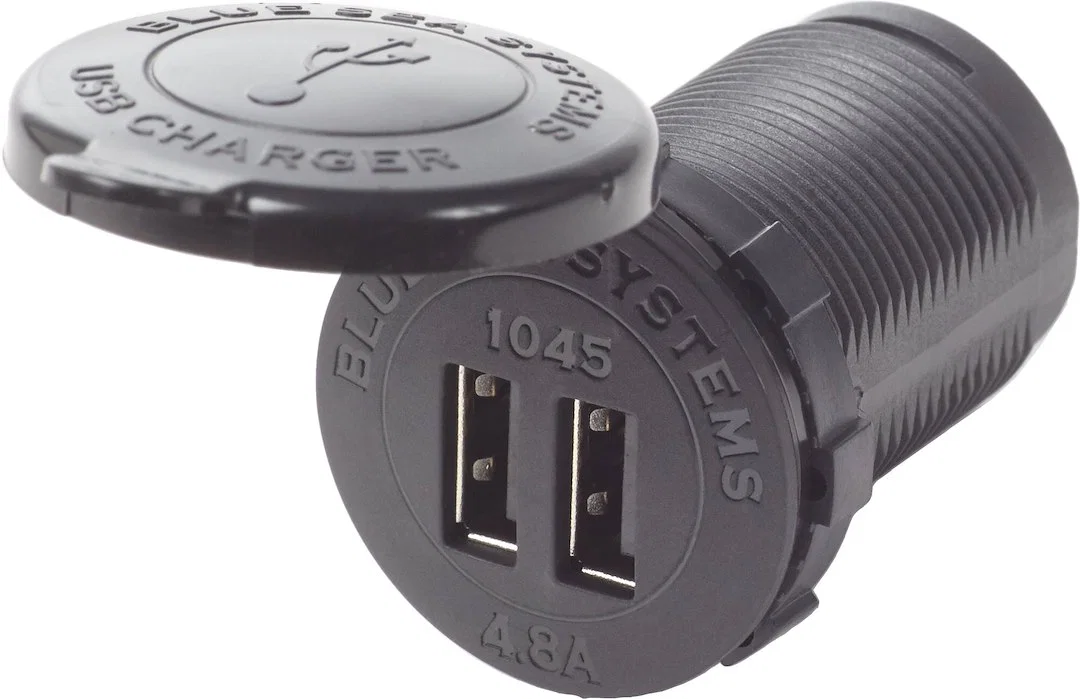1045-BSS – BLUE SEA USB Outlet, For Charging Phone And Tablet Dual USB Connection Outlet 5 Volt DC/ 4.8 Amp Output 2....